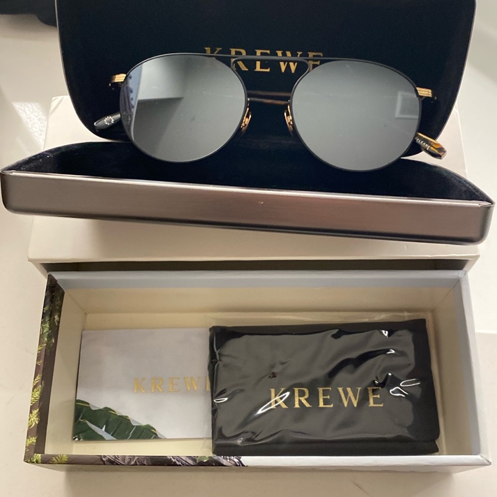 Krewe Rampart Sunglasses in Matte Black and Honey 24k Gold
